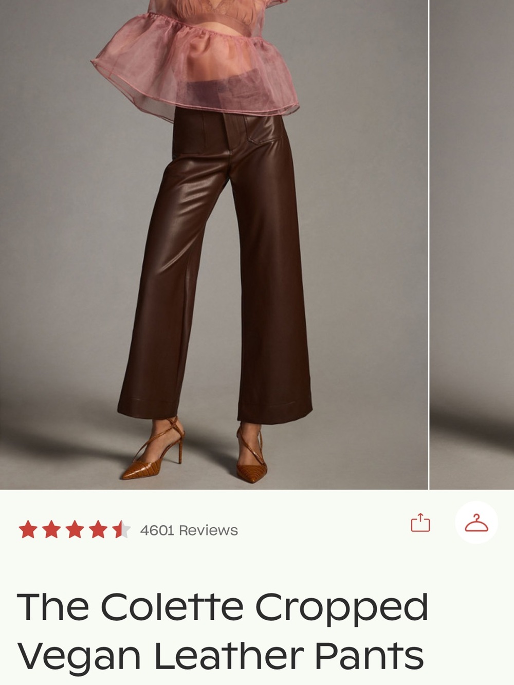 Maeve Colette by Anthropologie Cropped Vegan Leather Pants in Dark Brown